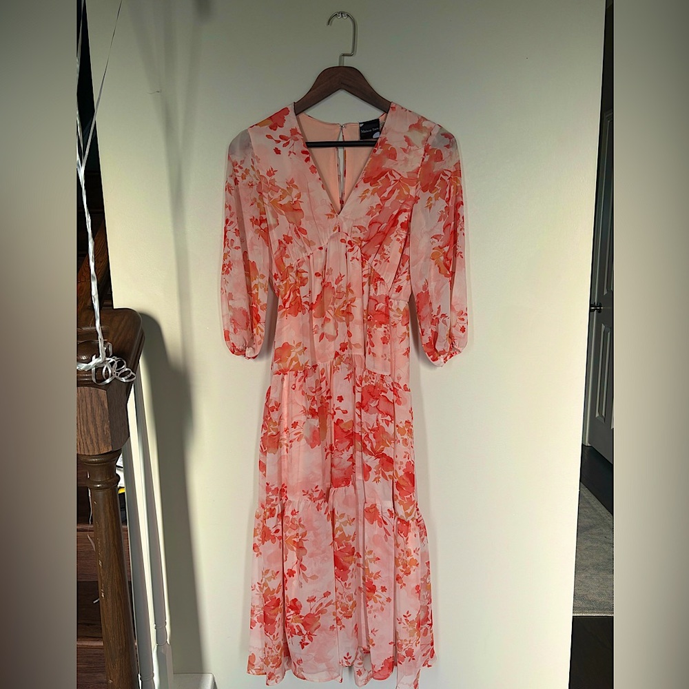 Maison Tara Floral long sleeve V-neck dress